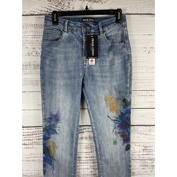 Frank Lyman Jeans Women's Small Floral High Rise Skinny Stretch Blue 237107U - Picture 2 of 10